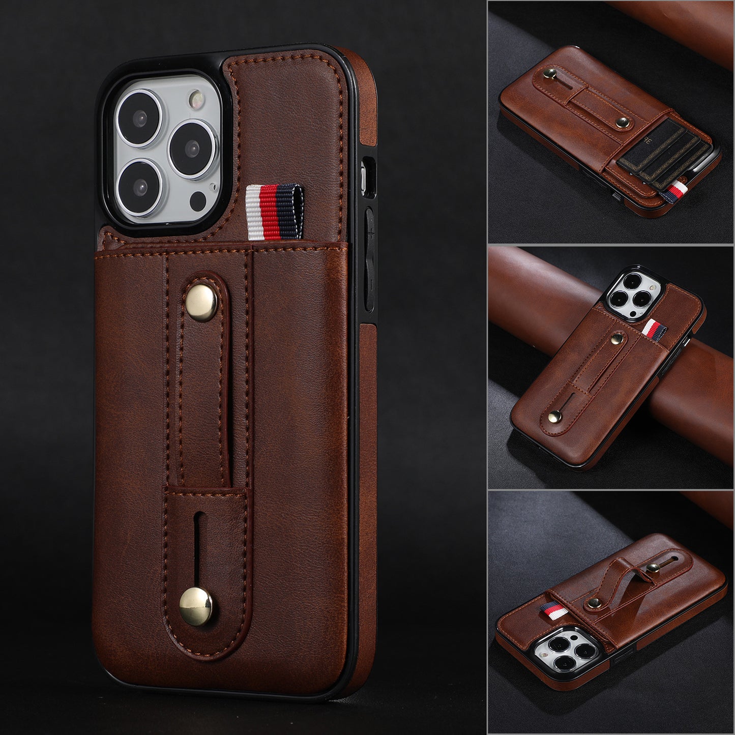 New Applicable iP13ProMax Card Mobile Phone Shell Apple 12 Bracket Mobile Phone Protective Cover 11 Anti-Fall Case