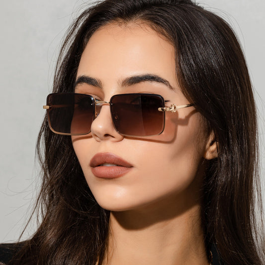 New Large Frame Square Men's And Women's Sunglasses Trend Street Shooting Sunglasses Metal Sunglasses