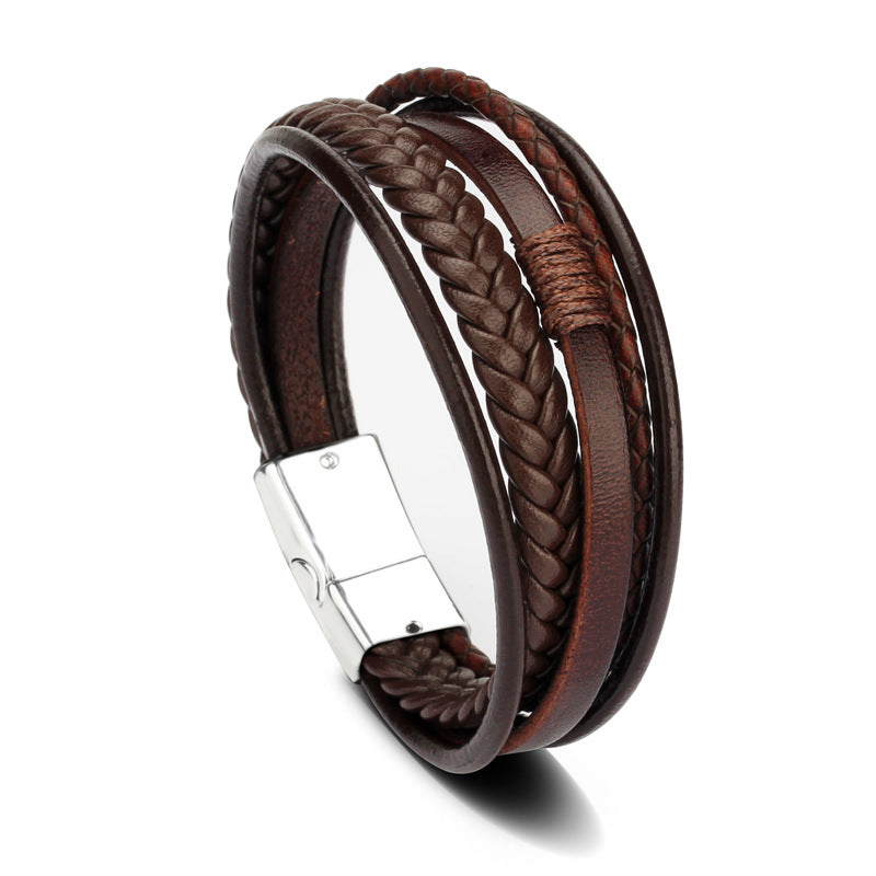 Jewelry Fashion Leather Rope Hand Woven Bracelet Men's Bracelet Ethnic Style Jewelry