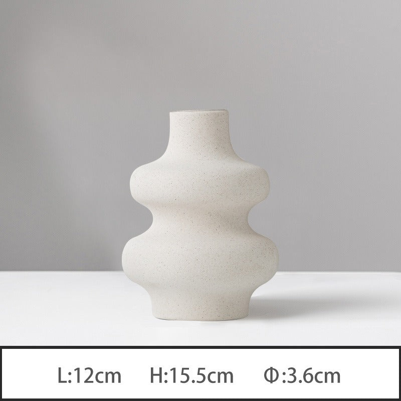 Modison's Creative New Style Plain Fired Vase Frosted Grain Flower Arranger Ceramic Wedding Living Room Decoration