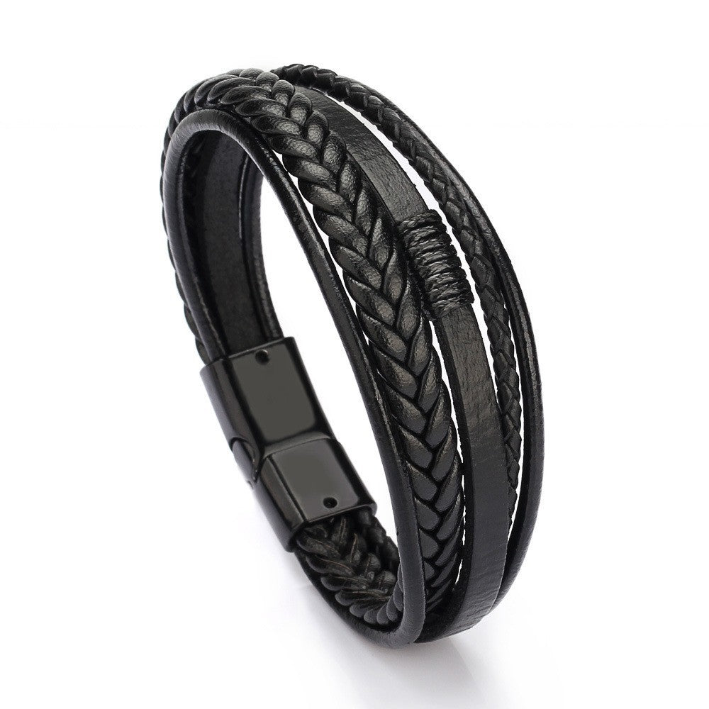 Jewelry Fashion Leather Rope Hand Woven Bracelet Men's Bracelet Ethnic Style Jewelry