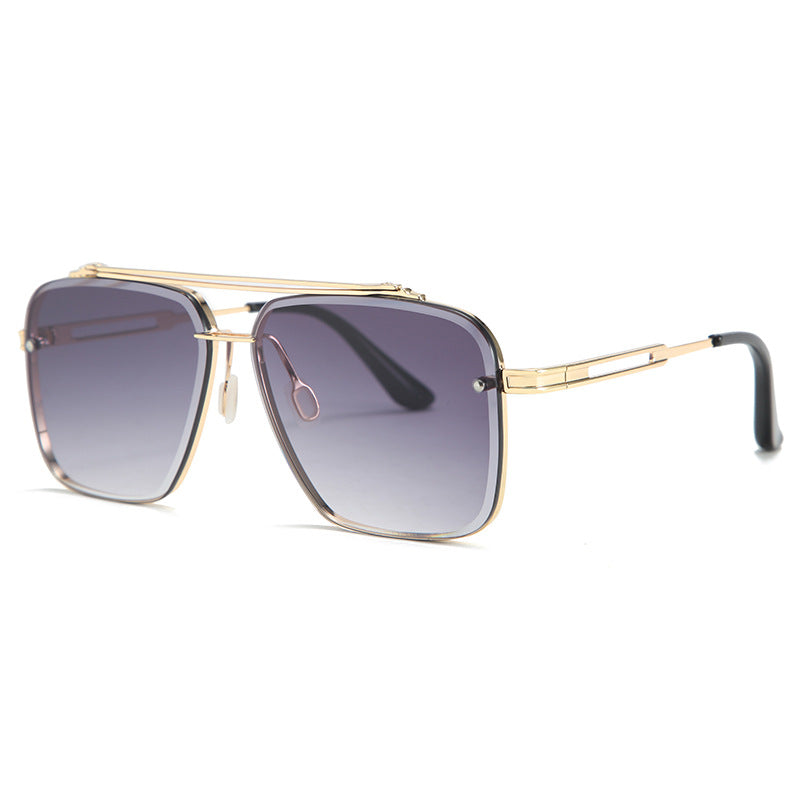 Stylish Double Beam Cut Edge Metallic Sunglasses Men's Fashion Sunglasses