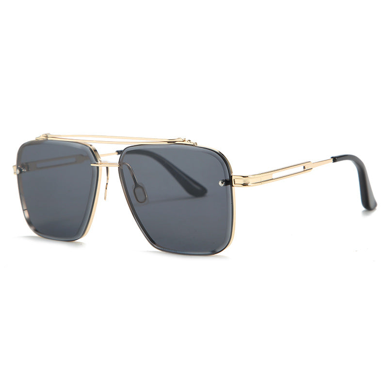 Stylish Double Beam Cut Edge Metallic Sunglasses Men's Fashion Sunglasses