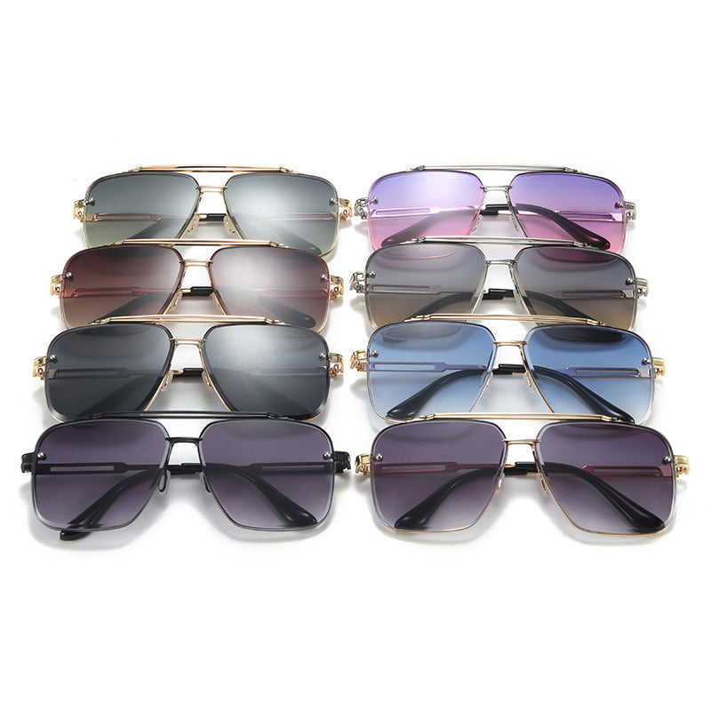 Stylish Double Beam Cut Edge Metallic Sunglasses Men's Fashion Sunglasses