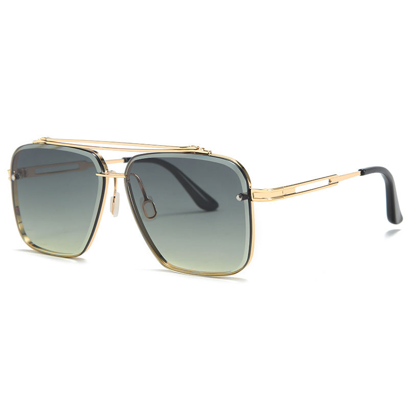 Stylish Double Beam Cut Edge Metallic Sunglasses Men's Fashion Sunglasses